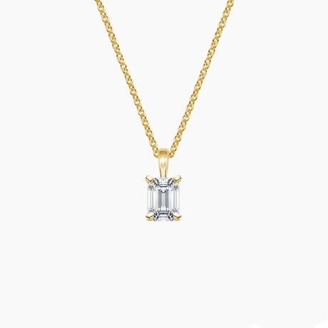 SOLITAIRE DIAMOND NECKLACE-Emerald Cut Diamond