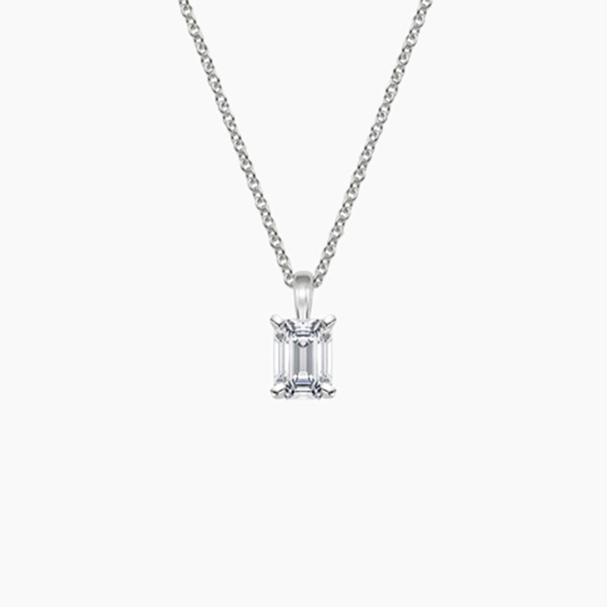 SOLITAIRE DIAMOND NECKLACE-Emerald Cut Diamond