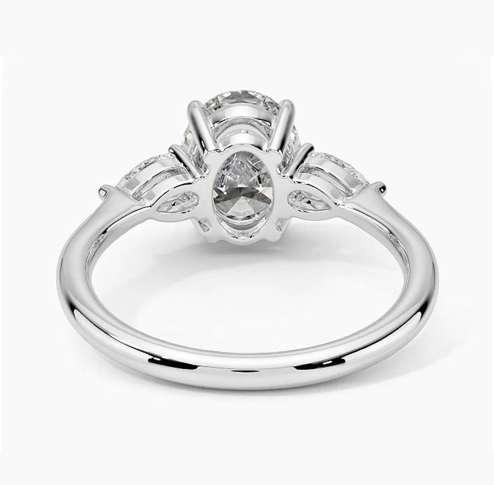 TRILOGY RING-Oval Cut Diamond