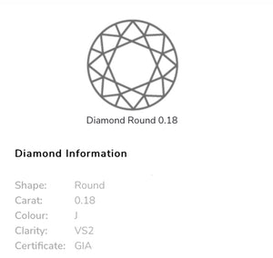 Natural Diamond Solitaire Ring 0.18ct (J/VS2) 14K White Gold