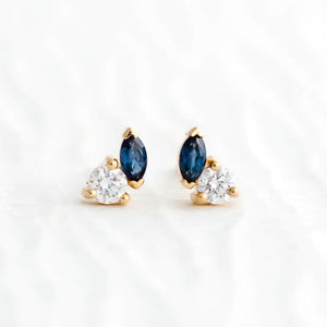 Marquise Cut Sapphire Earrings Blue-14k Gold