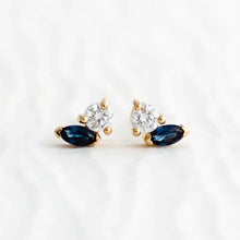 Load image into Gallery viewer, Marquise Cut Sapphire Earrings Blue-14k Gold
