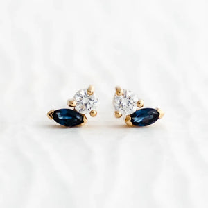 Marquise Cut Sapphire Earrings Blue-14k Gold