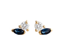 Load image into Gallery viewer, Marquise Cut Sapphire Earrings Blue-14k Gold
