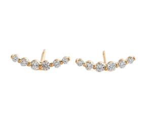Curved Diamond Stud Earrings