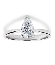 Load image into Gallery viewer, Natural Diamond Solitaire Ring, Pear Shape  0.30ct (K/SI1) 14K Gold
