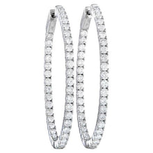 Load image into Gallery viewer, Eternity Hoop Earrings- 14K White or Yellow Gold
