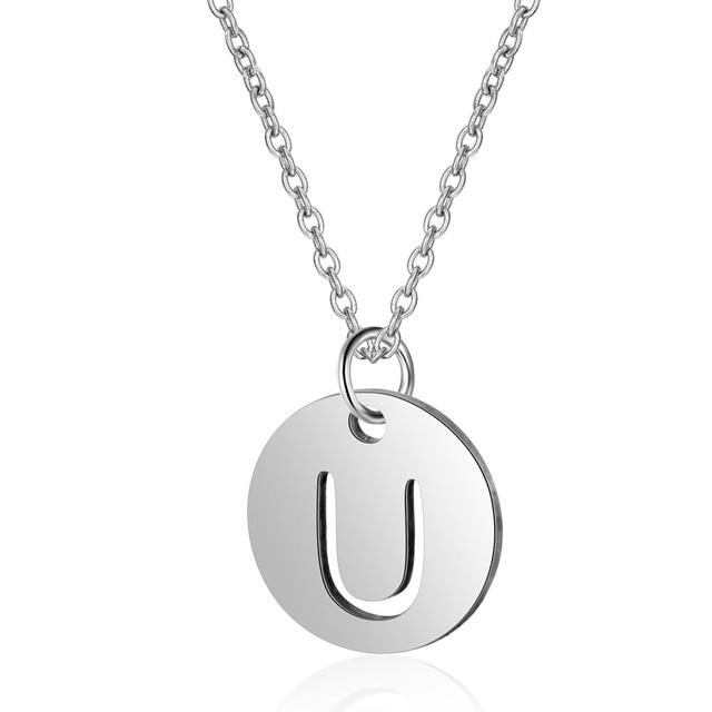 Initial Silver Necklace U
